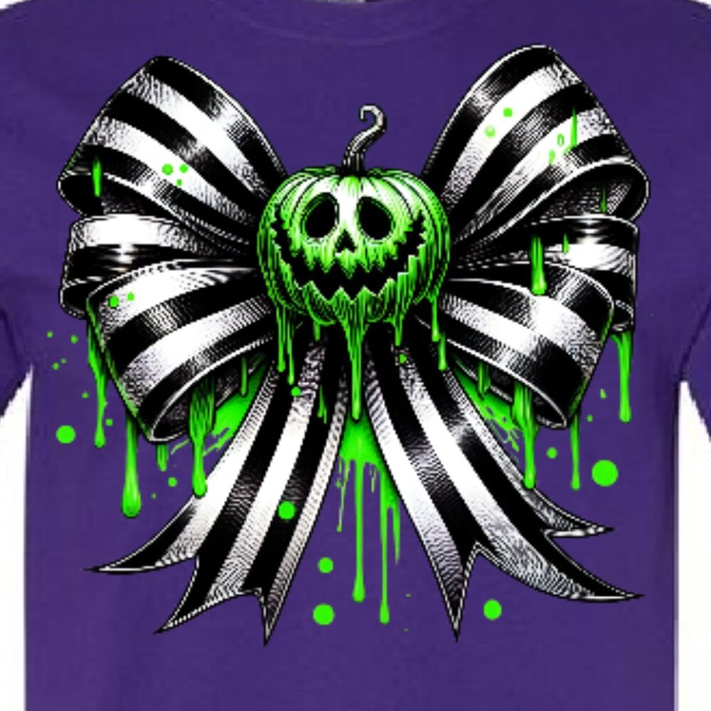 Pumpkin Stripe Bow Graphic Tee - Picture 1 of 2
